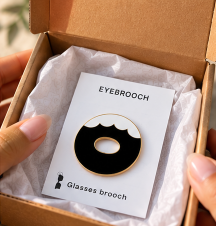 Broche à lunettes émaillée – Eyebrooch Noir